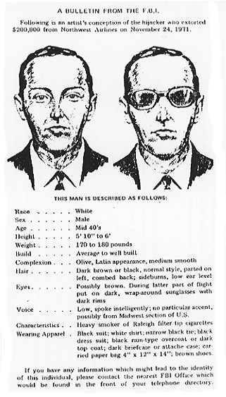 1971 FBI wanted circular for the hijacker of Northwest Orient Flight 305